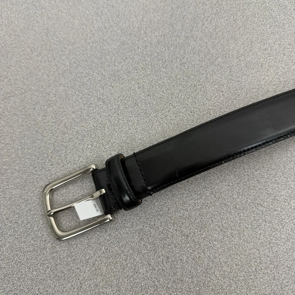 Cole Haan Belt Mens 38 Black Leather Dress Casual Silver Tone Buckle 38/95